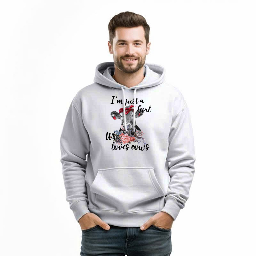 I’m Just A Girl Who Loves Cows Shirt Funny Farmer Female Hoodie Gifts For Cow Lovers