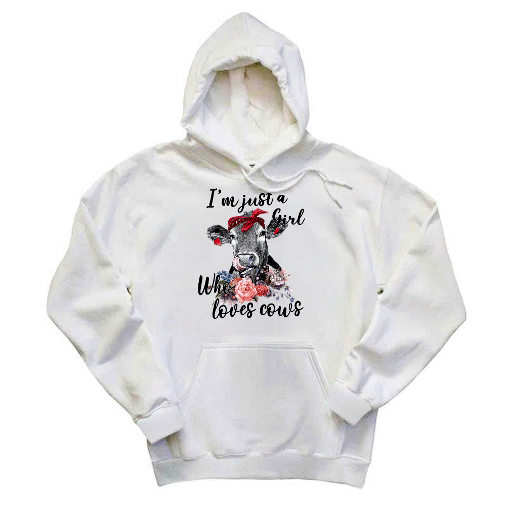 I'm Just A Girl Who Loves Cows Shirt Funny Farmer Female Hoodie Gifts For Cow Lovers