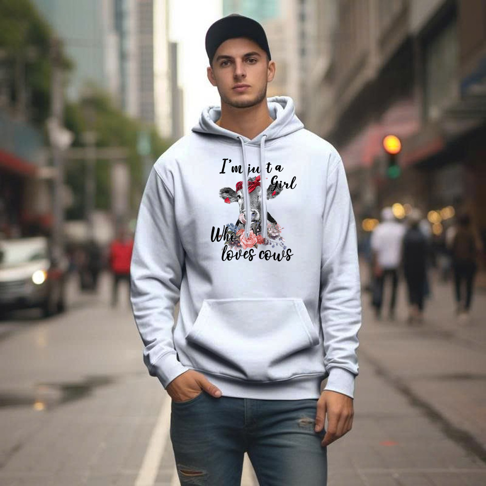 I’m Just A Girl Who Loves Cows Shirt Funny Farmer Female Hoodie Gifts For Cow Lovers