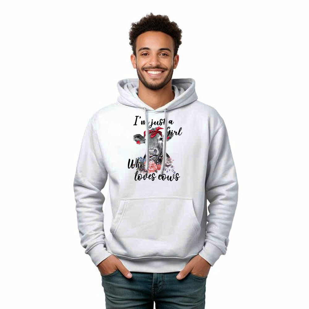 I’m Just A Girl Who Loves Cows Shirt Funny Farmer Female Hoodie Gifts For Cow Lovers